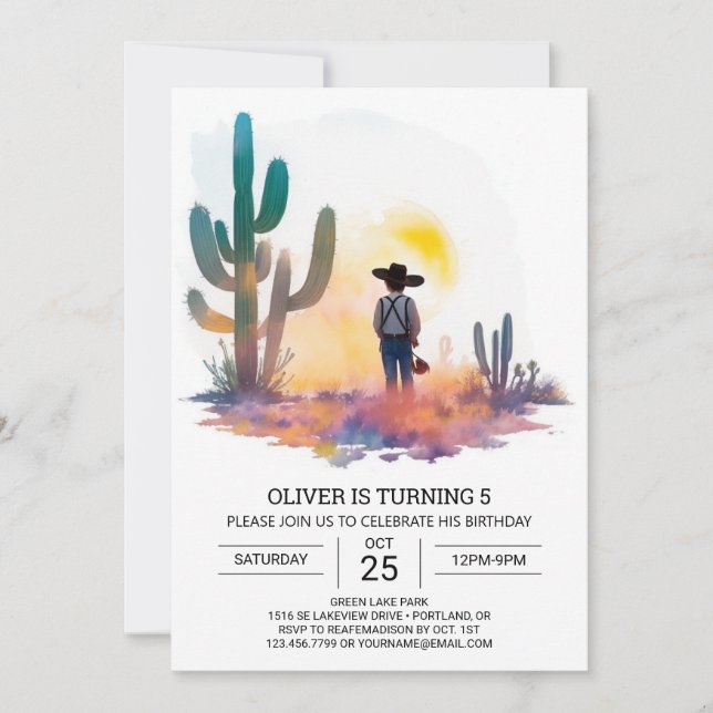 Invitación Cumpleaños de Bohemian Digital Cowboy (Anverso)