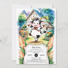 Invitación Cumpleaños de Boho Cow encantado