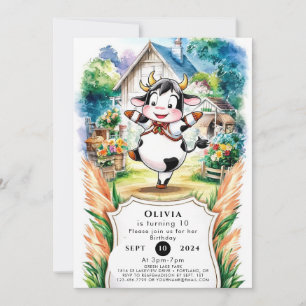 Invitación Cumpleaños de Boho Cow encantado