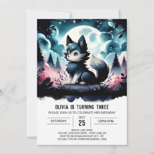 Invitación Cumpleaños de Boho Cute Wolf