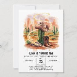 Invitación Cumpleaños de Boho Desert Cowboy