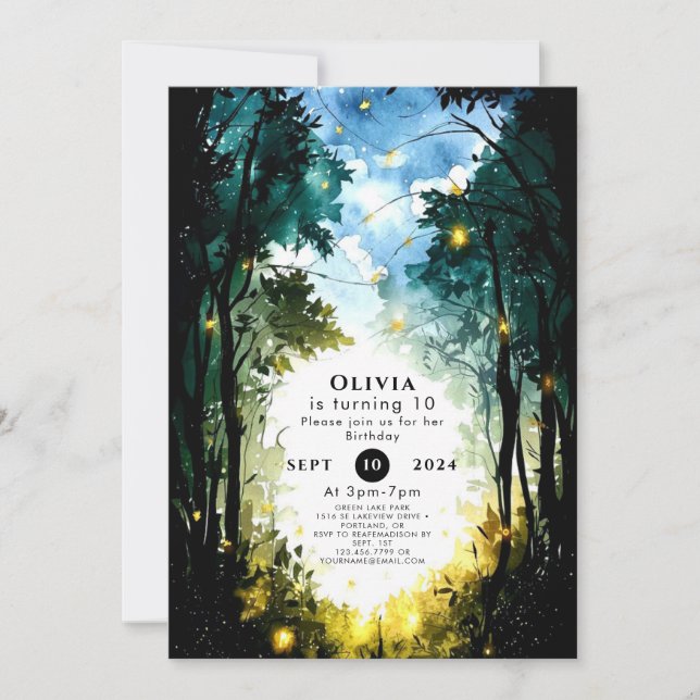 Invitación Cumpleaños de Boho Dream Woodland (Anverso)