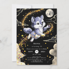 Invitación Cumpleaños de Boho Howling Wolf