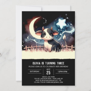 Invitación Cumpleaños de Boho Printable Cow