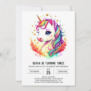 Invitación Cumpleaños de Boho Rainbow Unicorn