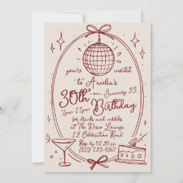 Invitación Cumpleaños de Bola de Discoteca Dibujada a Mano