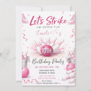Invitación Cumpleaños de bolos rosa personalizado