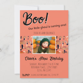 Invitación Cumpleaños de Boo Champiñones Halloween Otoño