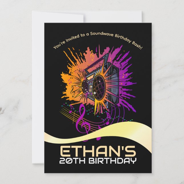Invitación Cumpleaños de Boombox: Explosión en diversión (Anverso)