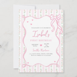 Invitación Cumpleaños de Bow Rosado