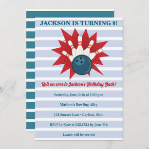 Invitación Cumpleaños de Bowling