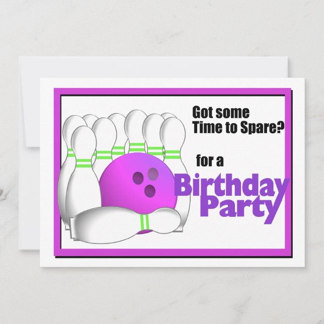 Invitación Cumpleaños de Bowling (Anverso)