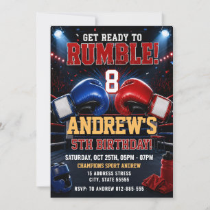 Invitación Cumpleaños de boxeo Personal Listo para la Pelea