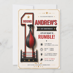 Invitación Cumpleaños de boxeo personalizado 1er