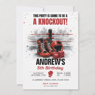 Invitación Cumpleaños de Boxeo Personalizado con Acuarela