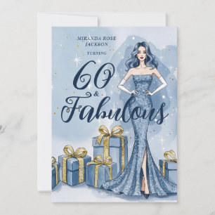Invitación Cumpleaños de brillo azul con glamour de Hollywood