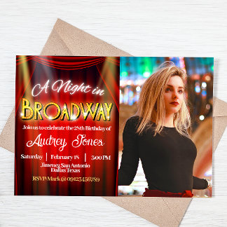 Invitación Cumpleaños de Broadway con foto