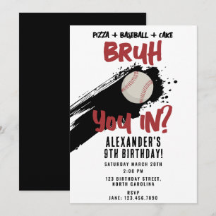 Invitación Cumpleaños de Bruh Boy Juego de Béisbol Deportivo