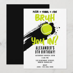 Invitación Cumpleaños de Bruh Boy Juego de Tenis Deportivo Ad