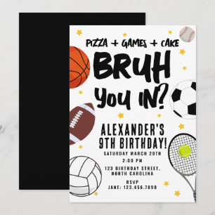 Invitación Cumpleaños de Bruh Boy Juegos Deportivos Atléticos