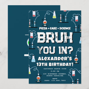 Invitación Cumpleaños de Bruh Boy Tema de Ciencia para Adoles