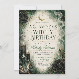 Invitación Cumpleaños de Bruja Glamuroso