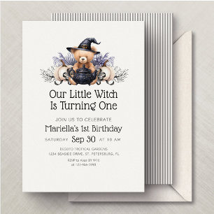 Invitación Cumpleaños de Brujita de Halloween 1er 2do Cumplea