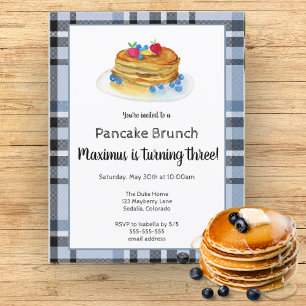 Invitación Cumpleaños de Brunch de Panqueques con Acuarela