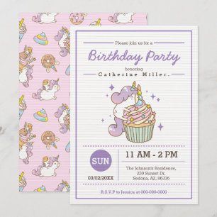Invitación Cumpleaños de Bubu and Moonch Unicorn