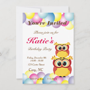 Invitación Cumpleaños de búho bebé único