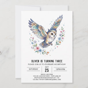 Invitación Cumpleaños de Búho Pintado de Marrón