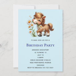 Invitación Cumpleaños de Cabaalgata de Ponis Adorables Comien