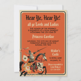 Invitación Cumpleaños de Caballero Medieval Renacentista