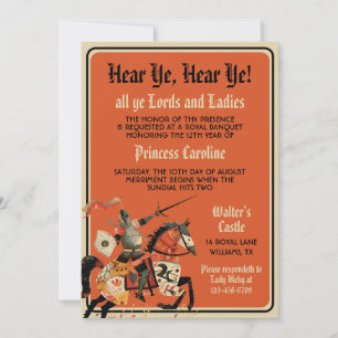 Invitación Cumpleaños de Caballero Medieval Renacentista