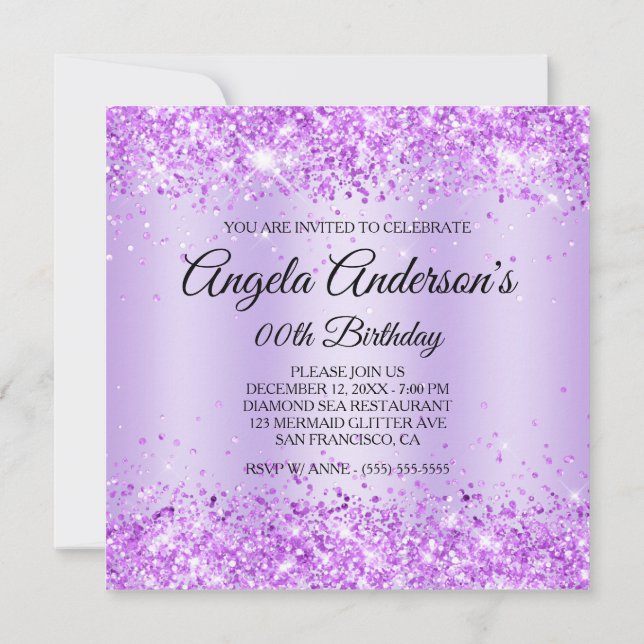 Invitación Cumpleaños de Caballito de Mar de Diamante Brillan (Reverso)