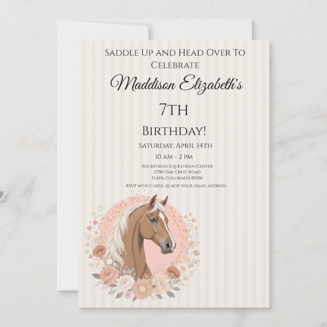 Invitación Cumpleaños de Caballo (Anverso)