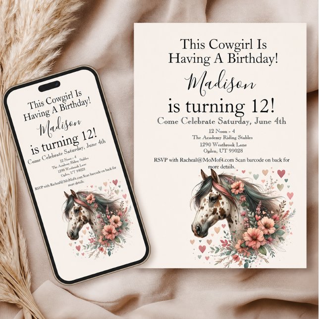 Invitación Cumpleaños de caballo Appaloosa  (Subido por el creador)