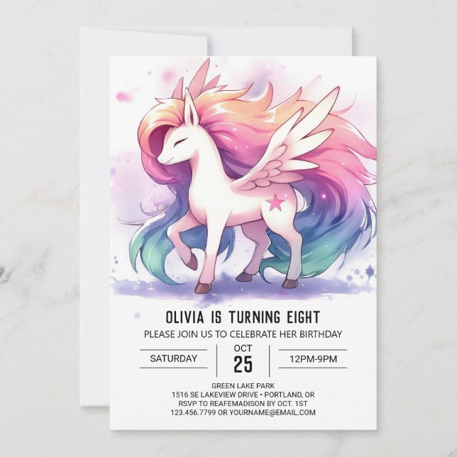 Invitación Cumpleaños de Caballo Editable de moda (Anverso)