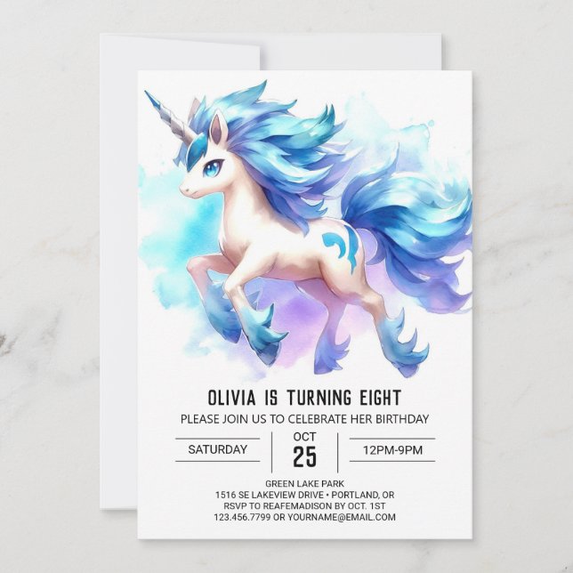 Invitación Cumpleaños de Caballo Editable en Granja (Anverso)