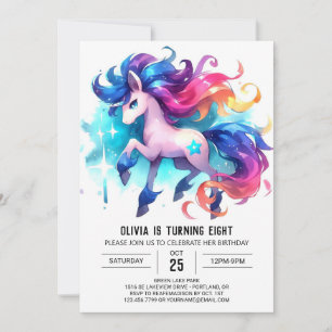 Invitación Cumpleaños de Caballo editable por acuarela