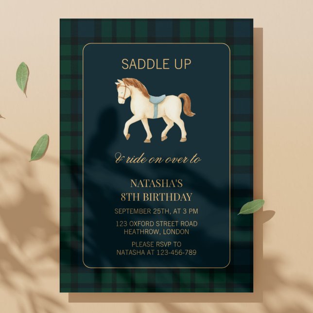Invitación Cumpleaños de caballo elegante Saddle Up (Subido por el creador)