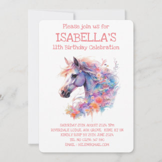 Invitación Cumpleaños de Caballo Floral
