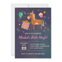 Cumpleaños de Caballo-Invitación de Neigh cualquie