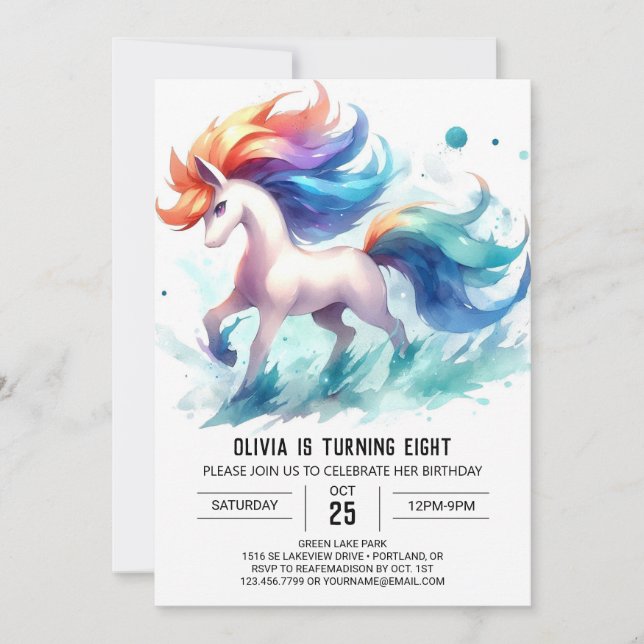 Invitación Cumpleaños de caballos Girly Editable (Anverso)
