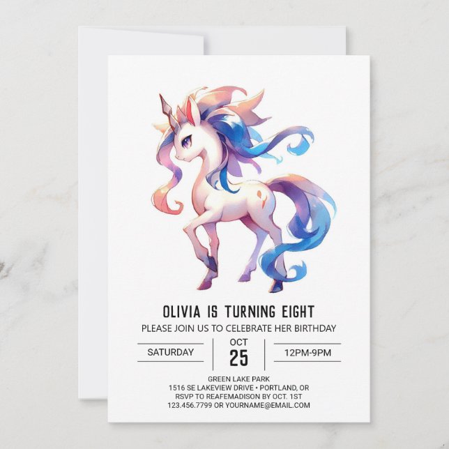 Invitación Cumpleaños de caballos Girly Editable (Anverso)