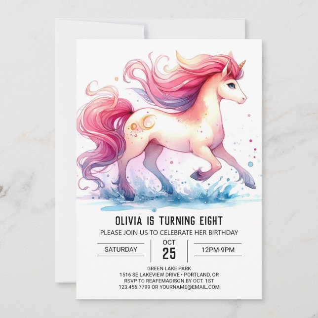 Invitación Cumpleaños de caballos Girly Printable (Anverso)