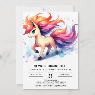 Invitación Cumpleaños de caballos moderado y moderno