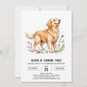 Invitación Cumpleaños de cachorro de Golden Retriever