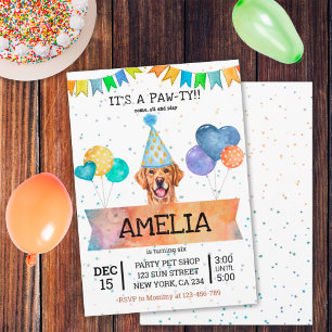 Invitación Cumpleaños de cachorro de perro Golden Retriever