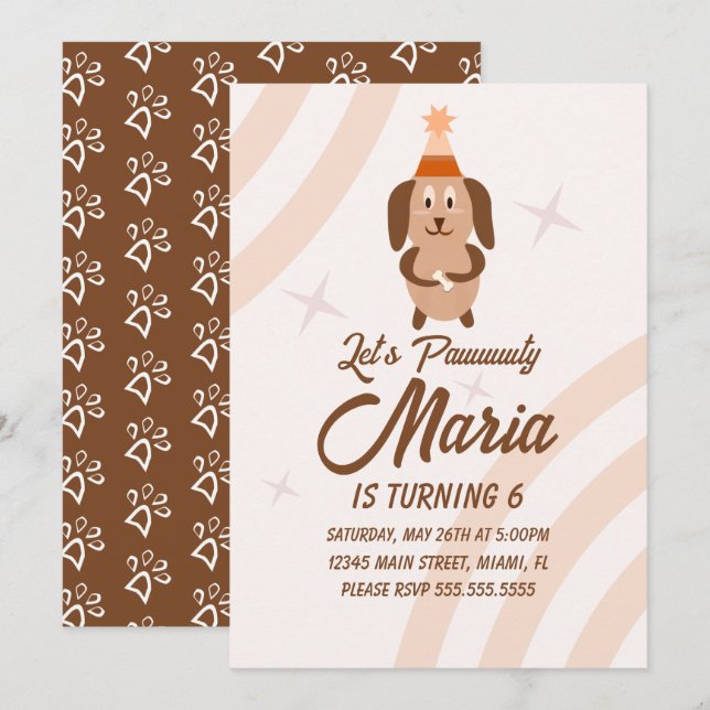 Invitación Cumpleaños de cachorro divertido fiesta de animale (Anverso / Reverso)